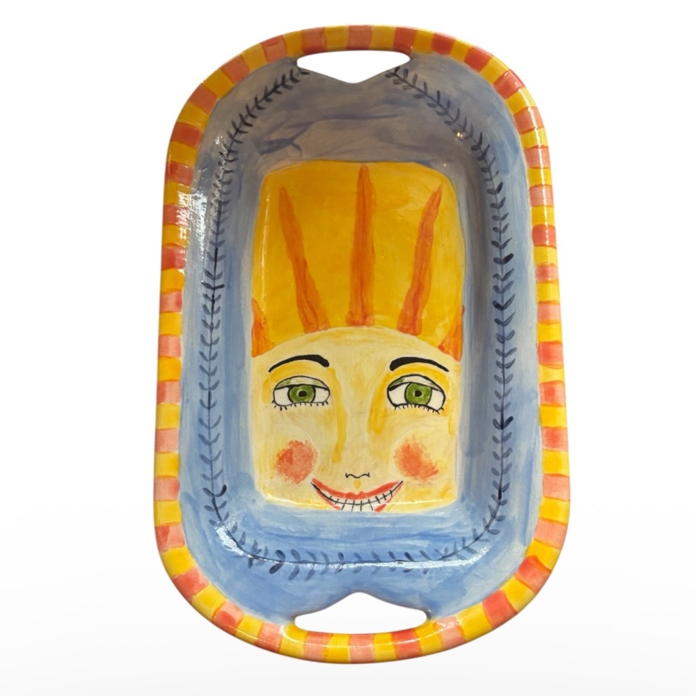 Handpainted, Artist Signed Colorful Ceramic Tray. - Picture 2 of 7